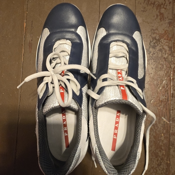 Prada Men's Navy and Gray Sneakers